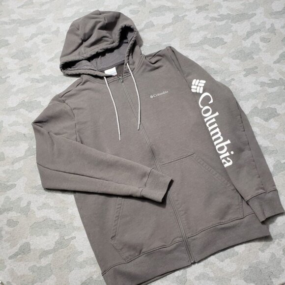 Columbia Sweatshirt Mens Small Gray Full Zip Hooded Pockets Outdoors - Picture 2 of 6